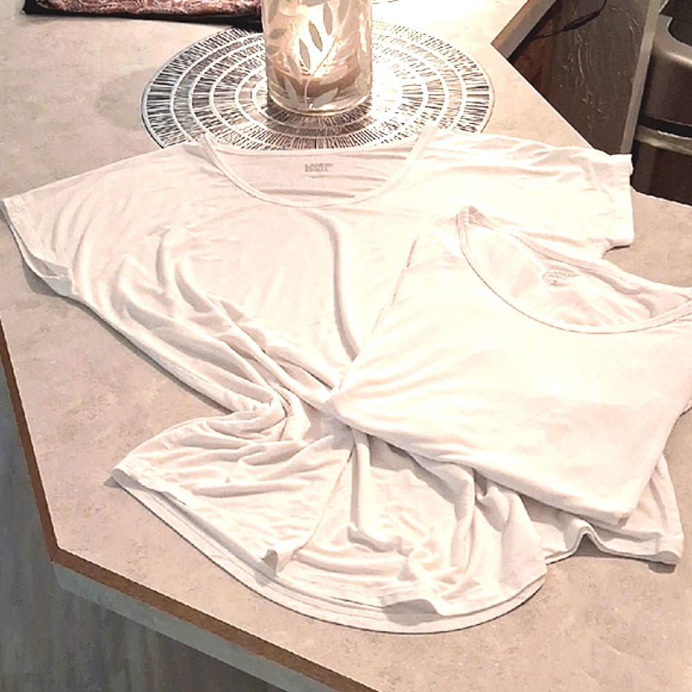 2 Lands' End Silky Tees . MED NWOT